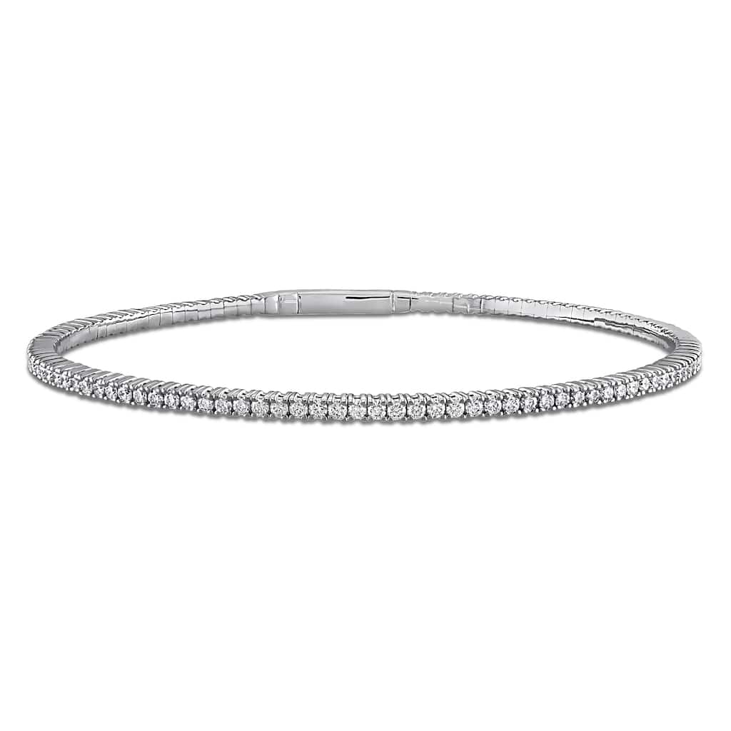 Miadora 1 1/2ct TDW Lab-Grown Diamond Bangle in 14k White Gold - 7 in