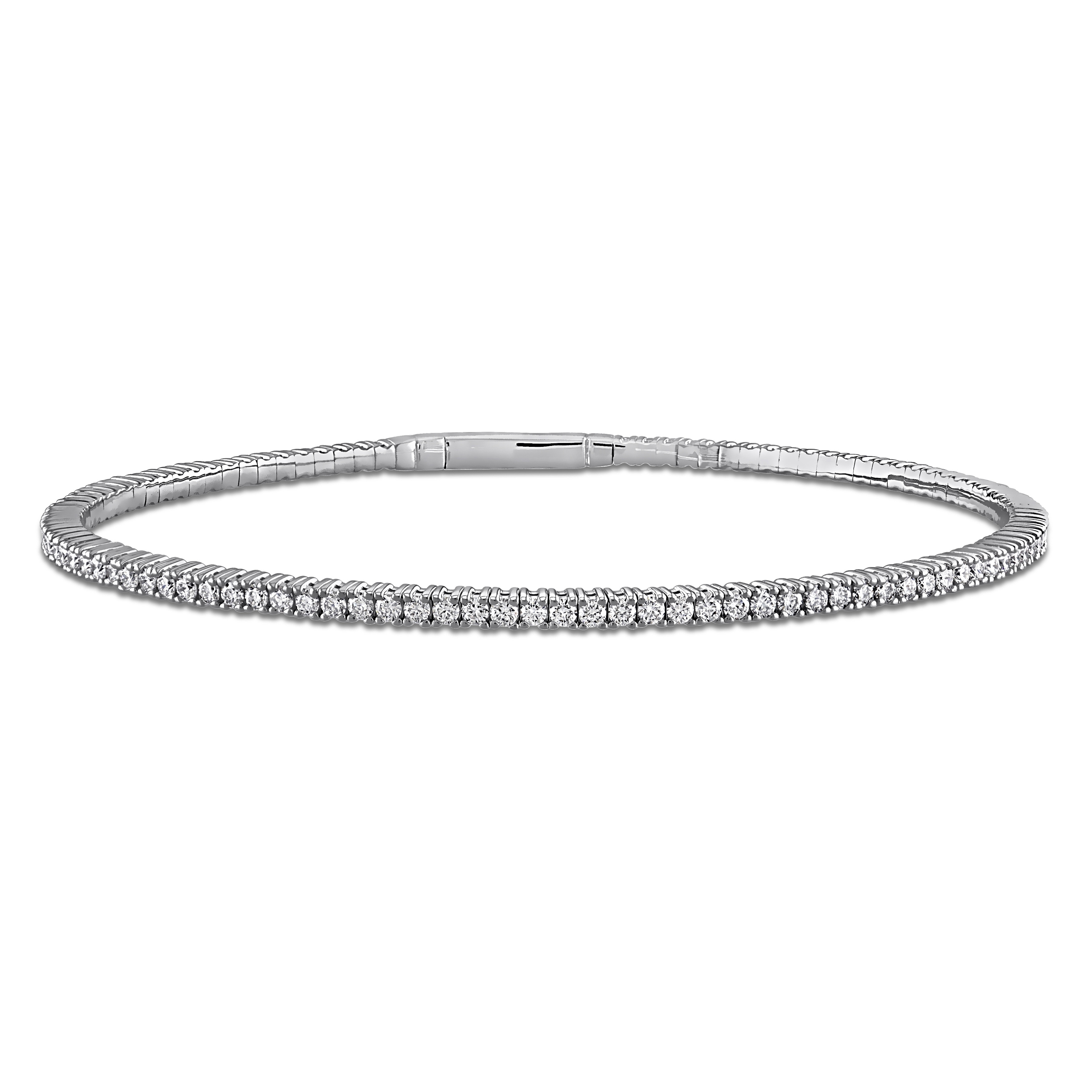 Miadora 1 1/2ct TDW Lab-Grown Diamond Bangle in 14k White Gold - 7 in