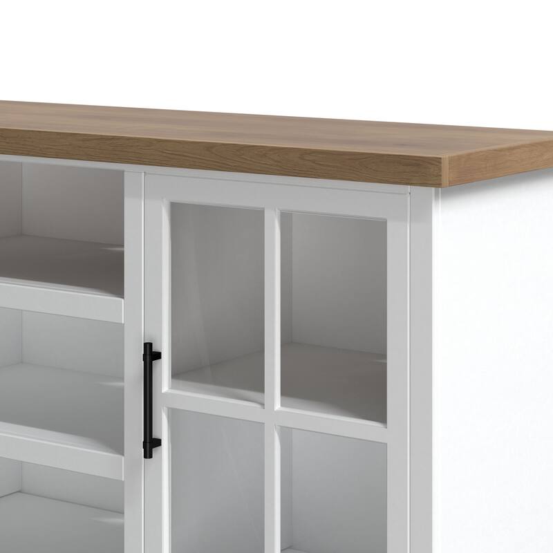 Bridgevine Home Modern Farmhouse 67 inch TV Stand Console for TVs up to 80 inches, No Assembly Required, Two-Tone Finish