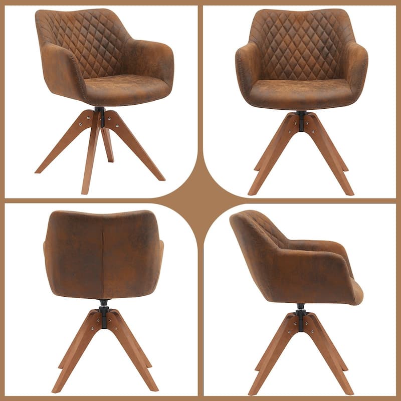 Suede Swivel Armchair Office Accent Arm Chair