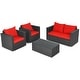preview thumbnail 17 of 23, Gymax 4PCS Rattan Patio Conversation Set Outdoor Furniture Set w/