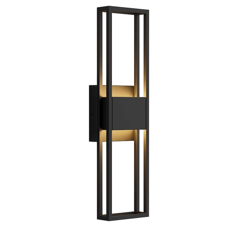 Modern Rectangle Matte Black LED Wall Sconce Outdoor Waterproof - 20.13inch
