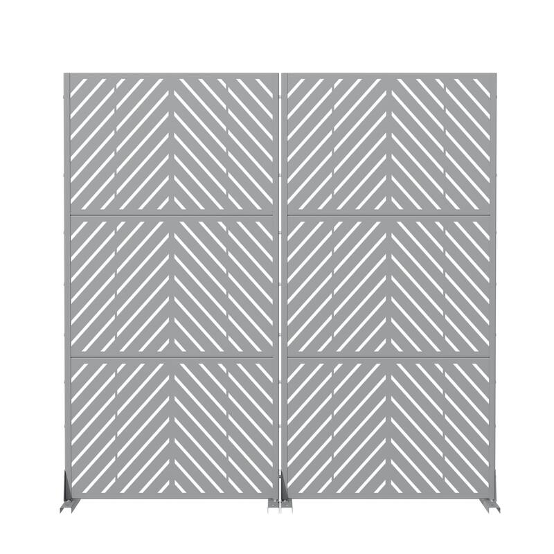 Outdoor Privacy Screen with Stand for Patio Garden Metal Fence Set of 2