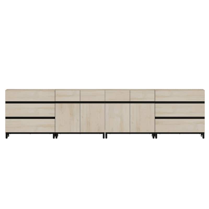 WAMPAT 4 in 1 Multifunctional Sideboard Buffet Cabinets, Modern Sideboard with 6 Drawers and Adjustable Shelves