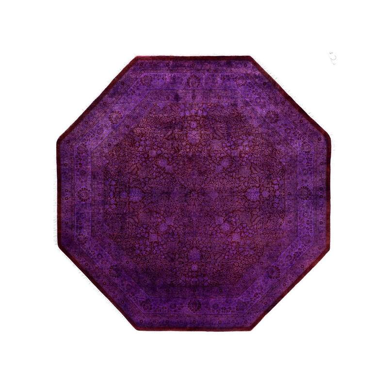 Fine Vibrance One-of-a-Kind Hand-Knotted Area Rug - Purple, 8' 1" x 8' 1" - 8' 1" x 8' 1"