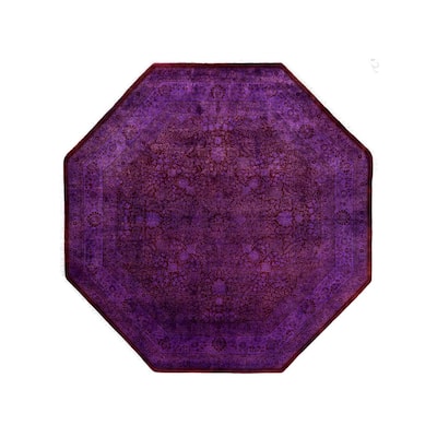 Fine Vibrance One-of-a-Kind Hand-Knotted Area Rug - Purple, 8' 1" x 8' 1" - 8' 1" x 8' 1"