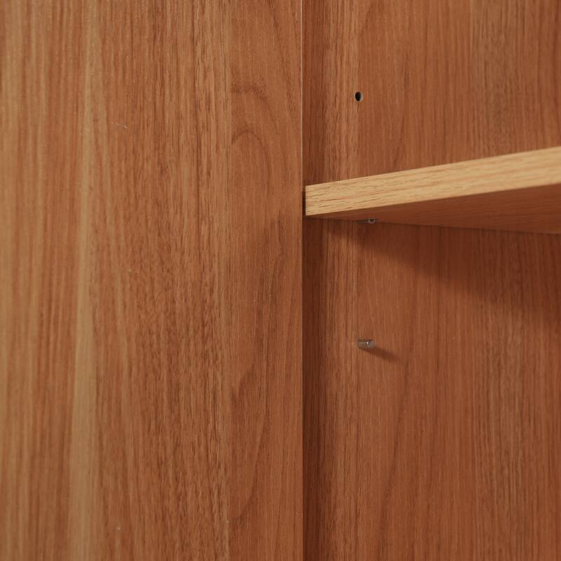 Roomfitters 30" Modern Bathroom Vanity with Ceramic Sink, Minimalist Cabinet with Vertical Stripe Design, Antique Natural