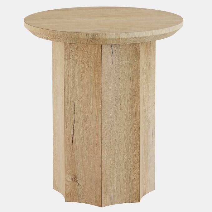 Round Side Table, Wooden End Table for Small Space - 1PC
