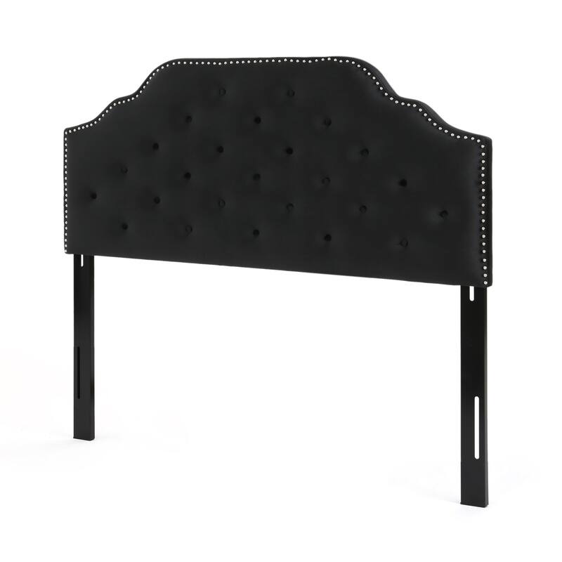 Queen Size Upholstered Headboard with Button Tufted Design, Nailhead Trim, and Adjustable Height