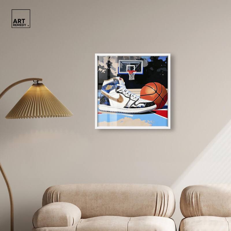 Basketball Court Blues Shadowbox by Art Remedy