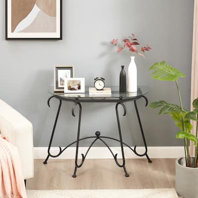 Tempered Glass Surface Console Table Coffee Table