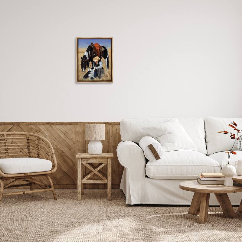 Stupell Cowboy with Dog & Horse Framed Floater Canvas Wall Art Design by Victoria Schultz