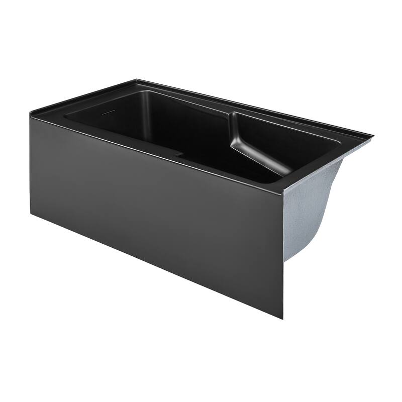 Voltaire 60 x 32 Left Drain Soaking Apron Bathtub in Black with Overflow, Drain
