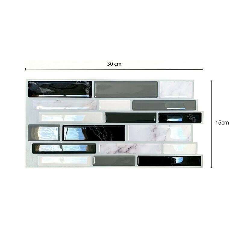 Walplus Mosaic Glossy 3D Metro Peel and Stick Backsplash Tile Stickers