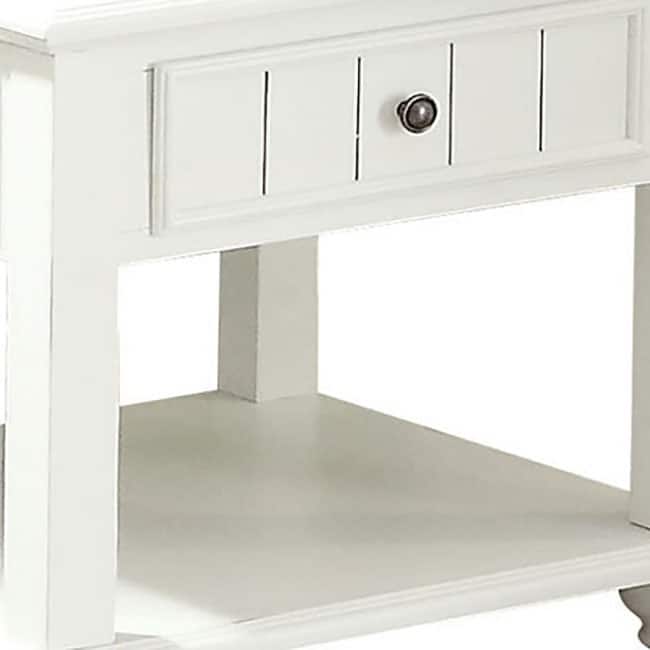 Laguna White Washed End Table with Bottom Shelf