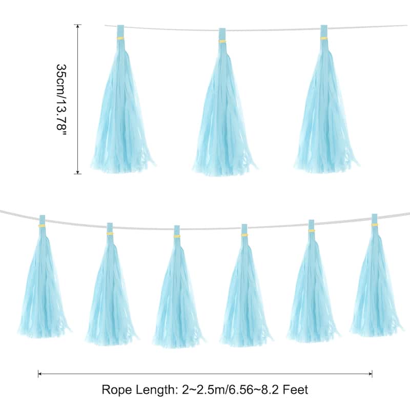 15Pcs Tassel Garland Banner with Rope - Light Blue