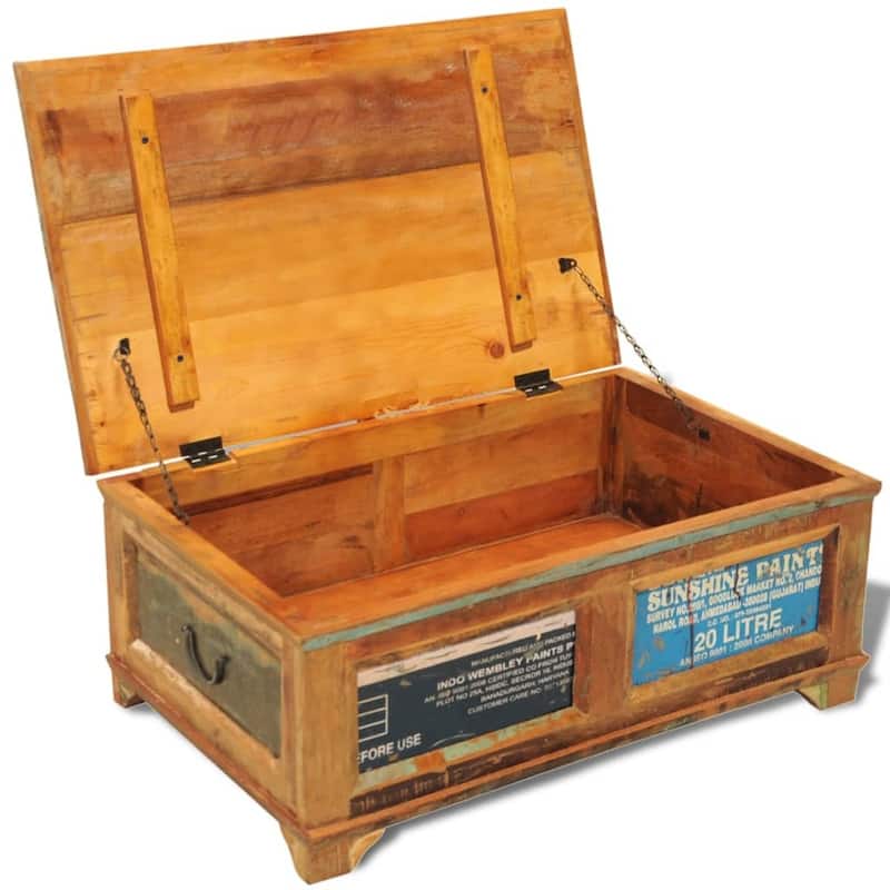 vidaXL Coffee Table with Storage Vintage Reclaimed Wood - 33" x 20" x 14"