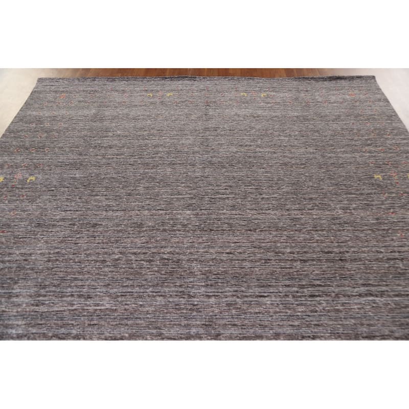 Striped Gabbeh Area Rug Hand-Knotted Wool Carpet - 7'10"x 9'10"