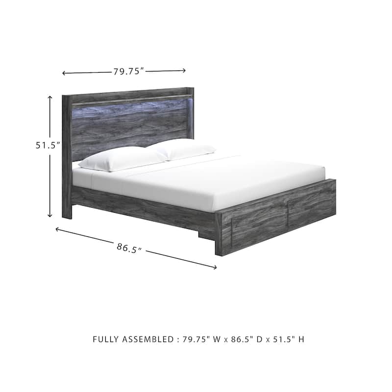 Baystorm Weathered Gray Panel Bed with Footboard Storage Drawers