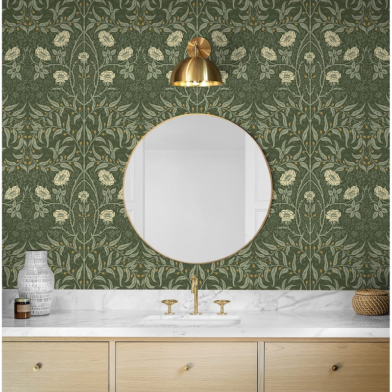 Seabrook Designs Stenciled Floral Prepasted Wallpaper