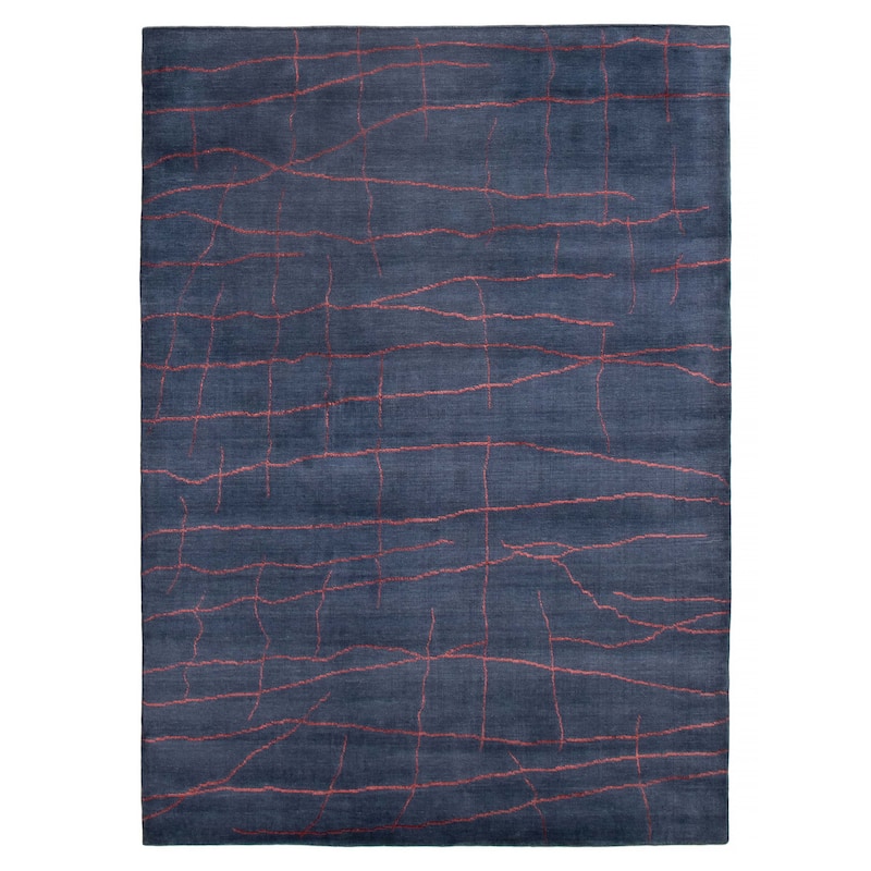 ECARPETGALLERY Hand Loomed Kashkuli Gabbeh Navy Viscose, Wool Rug - 5'8 x 7'10 - Navy - 5'8 x 7'10