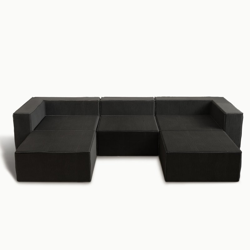 Corduroy Module with Two Ottoman Compression Sofa