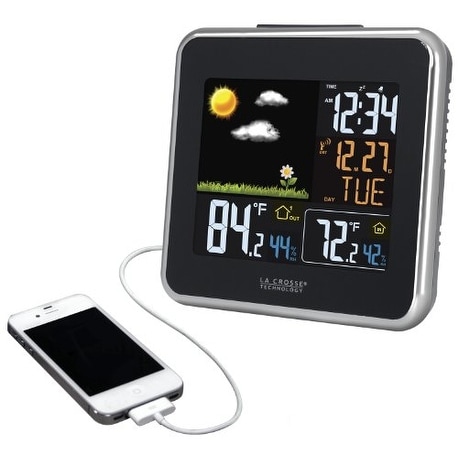 "La Crosse Technology LCR308146W La Crosse Technology Atomic Wireless Color Forecast Station with USB charging port"