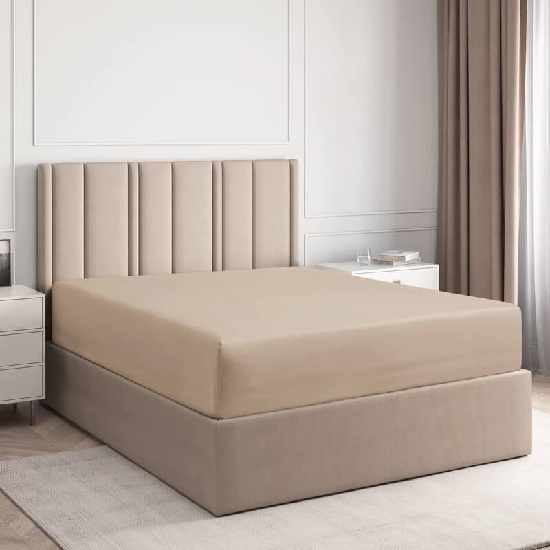 CGK Linens Microfiber 8" - 16" Deep Pocket Soft Fitted Sheet - Queen - Cream