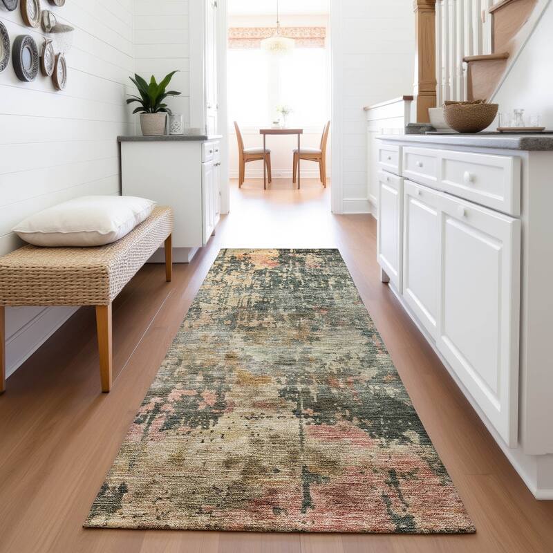 Premium Washable Super Soft Modern Metallics Mayfield Rug - Sage - 2'3" x 7'6"