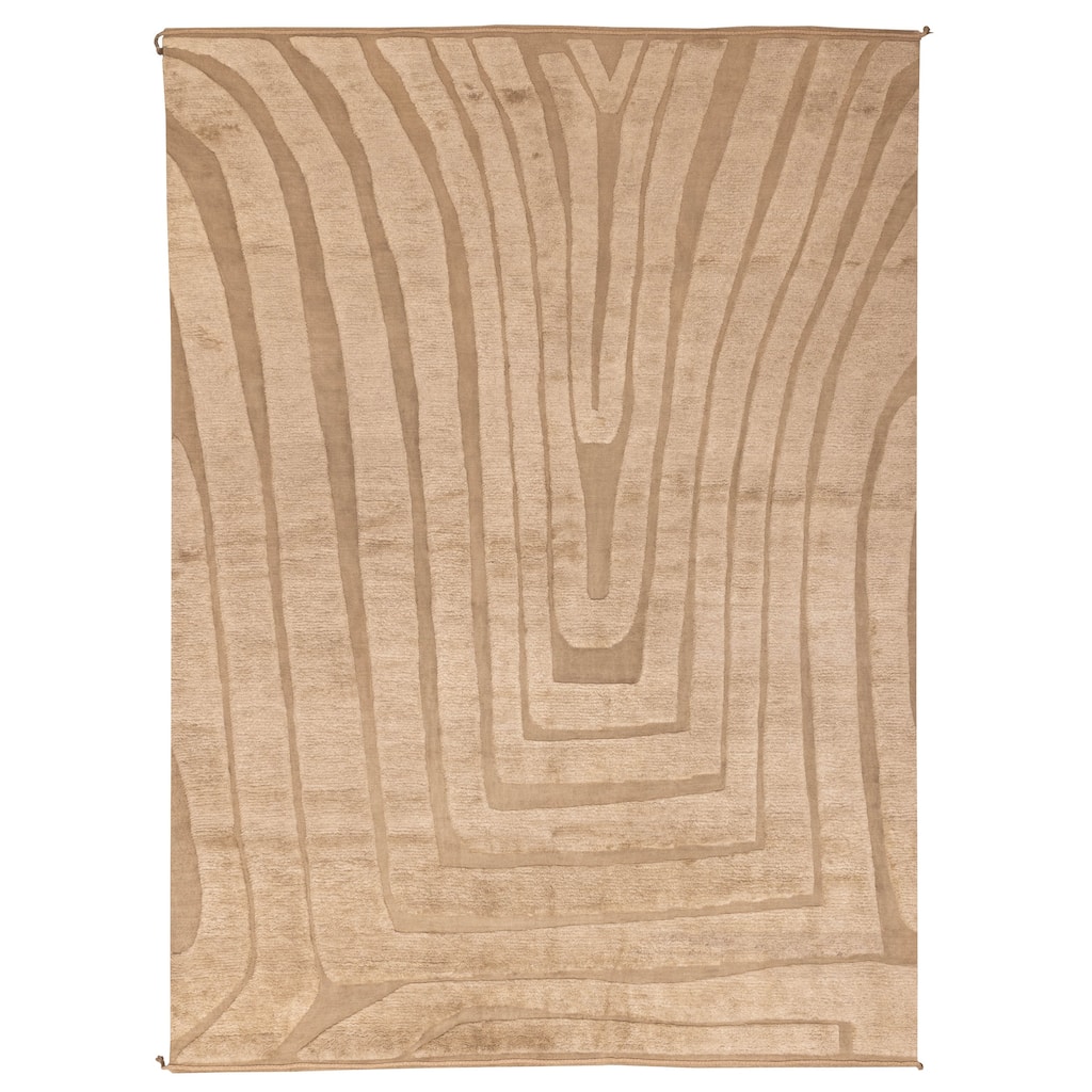 ECARPETGALLERY Hand-knotted Pak Finest Marrakesh Khaki Wool Rug - 8'11 x 12'0