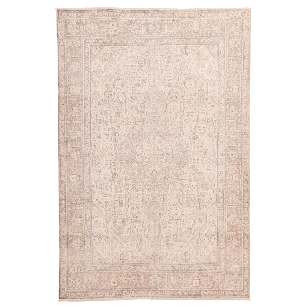 ECARPETGALLERY Hand-knotted Antalya Vintage Ivory Wool Rug - 6'6 x 9'6