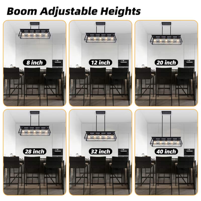 Mateo 31.5 in. 5-Light Farmhouse Chandelier Light with Caged Metal Shade