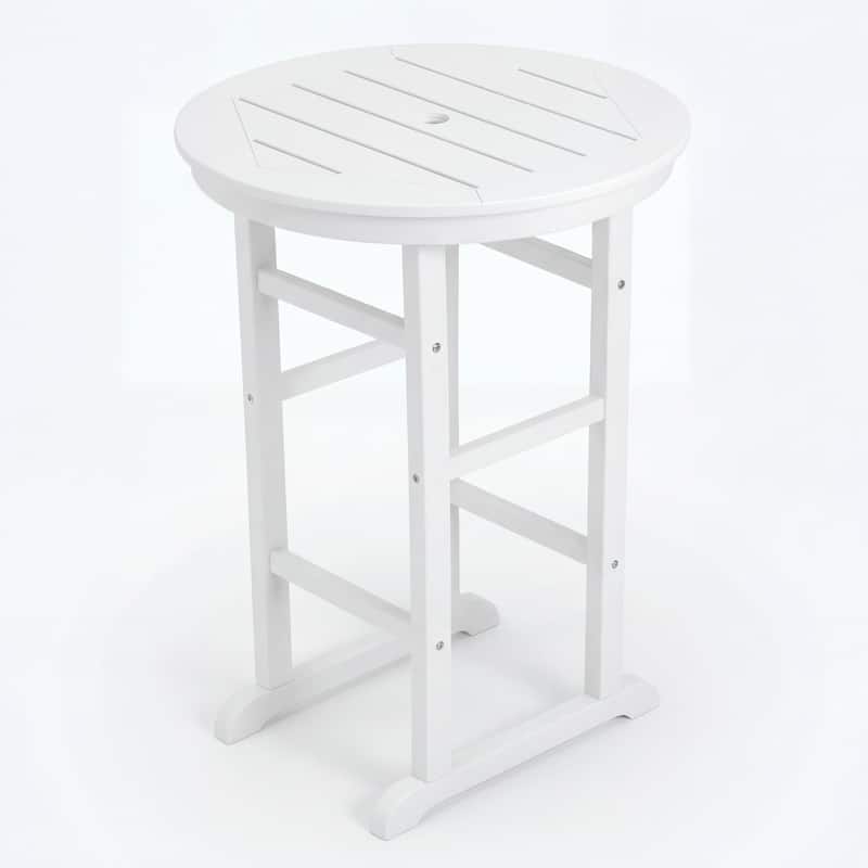 3-Piece HDPE Indoor/Outdoor Bar Set, 42.1" Round Bar Table with 2 Bar Stools, All-Weather Patio Bistro Set for Deck, Balcony