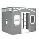 preview thumbnail 5 of 56, Full Size Solid Wood House Loft Bed with Ladder