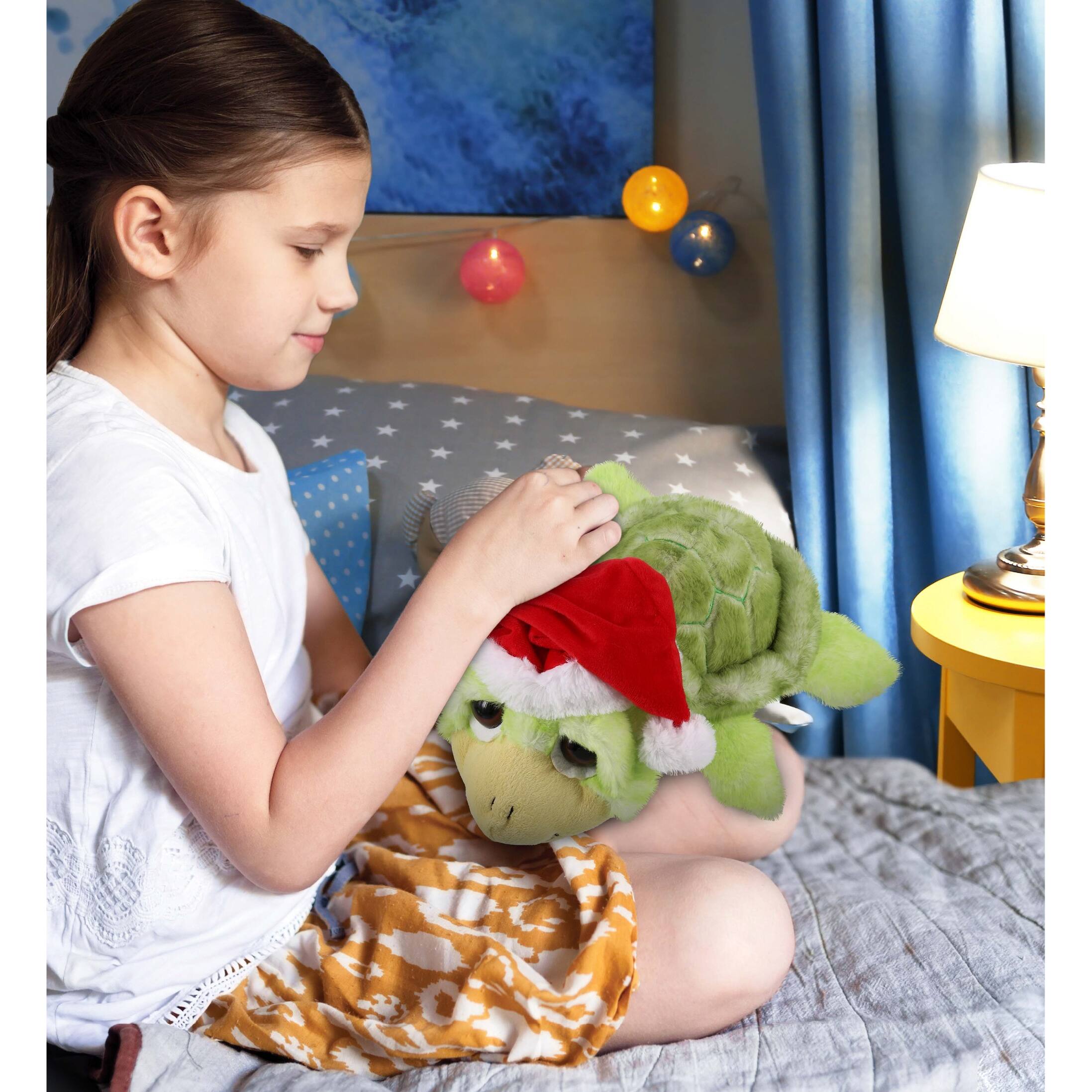DolliBu Santa Green Sea Turtle Stuffed Animal Plush with Santa Outfit