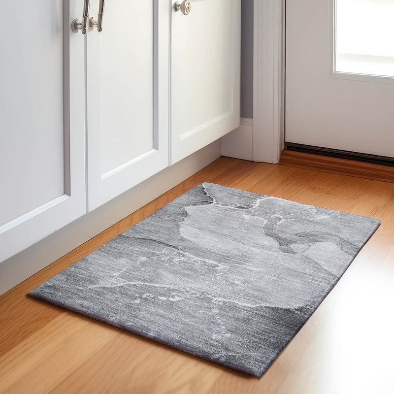 Premium Washable Super Soft Abstract Flow Contemporary Mayfield Rug - Gray - 1' 8" x 2' 6" - Rectangle
