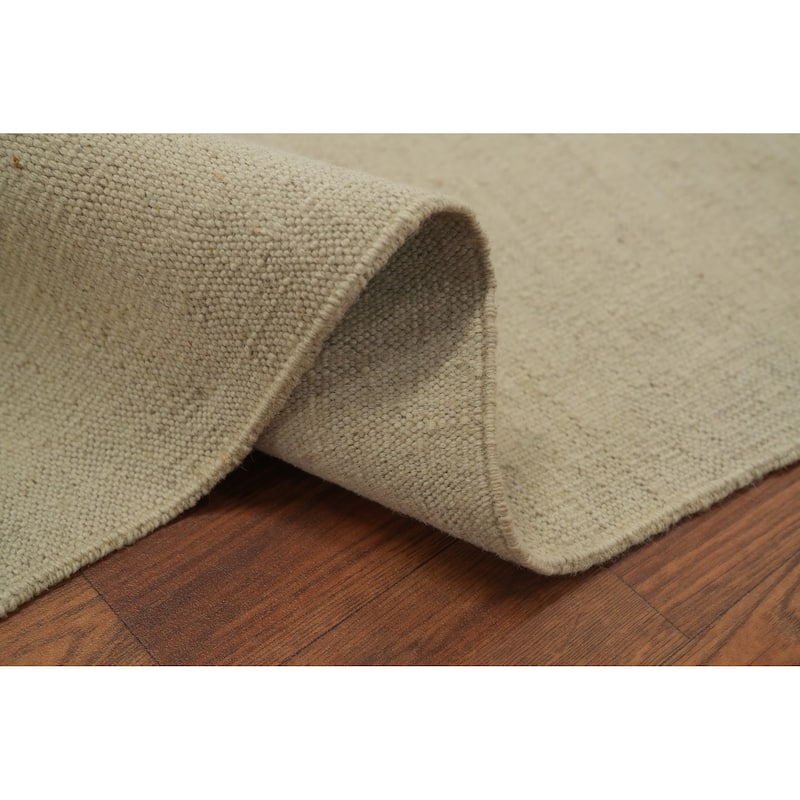 Hand Woven Oriental 100% Wool Carpet Southwestern Modern Beige & Ivories Kilim Area Rug - 9' 11'' X 6' 9''