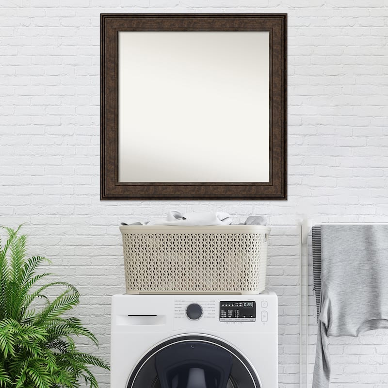 Non-Beveled Wall Mirror - Ridge Bronze Frame