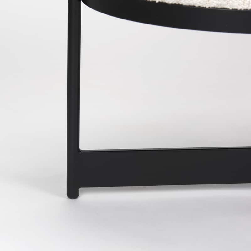 Amelia Cream Boucle With Black Metal Frame Accent Bench