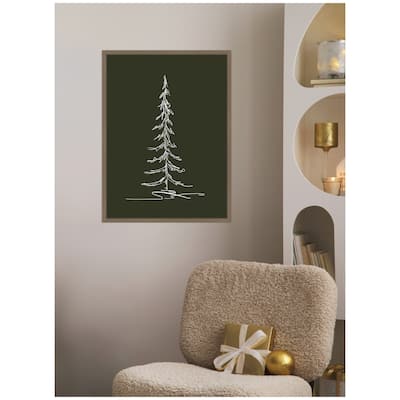 Kate and Laurel Framed Canvas Minimalist Evergreen Trees Sketch 1 Green by The Creative Bunch Studio