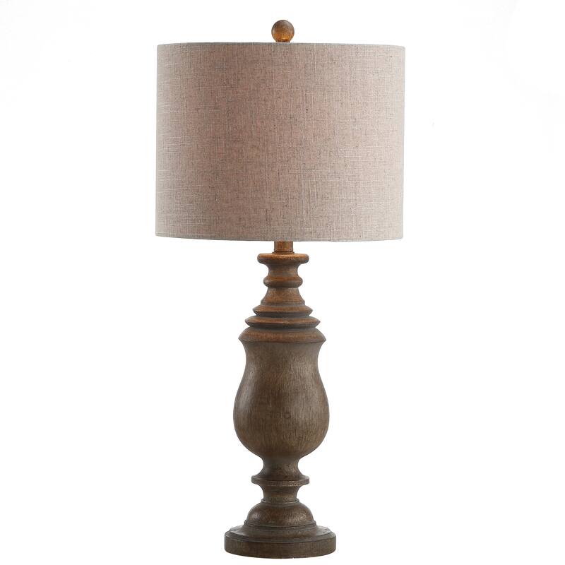Oslo 28.5" Resin LED Table Lamp, Brown Faux Wood by JONATHAN Y
