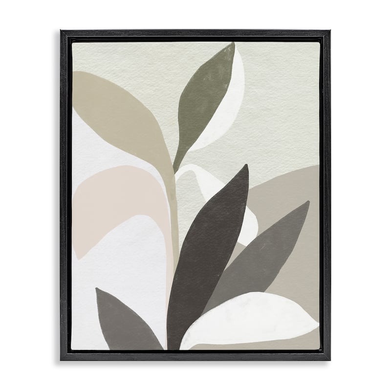 Stupell Organic Soft Leaf Shapes Framed Floater Canvas Wall Art Design By June Erica Vess - 17 x 21 - Black