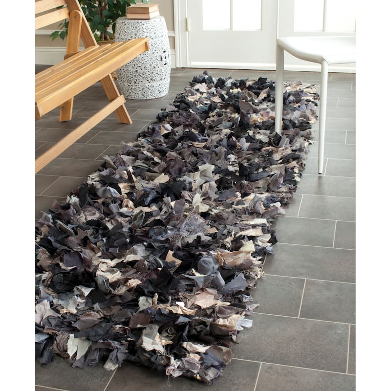 SAFAVIEH Handmade Rio Shag Chihoko 3.5-inch Extra Thick Decorative Rug - 2'3" x 6' Runner - Dark Grey/Multi