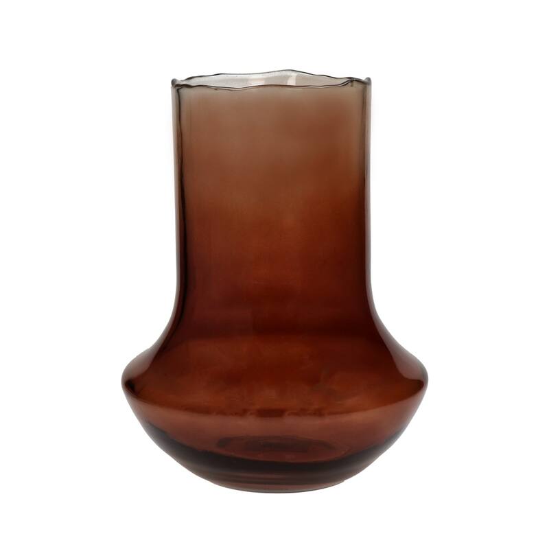 Large Blown Glass Vase - 11.75" - Amber