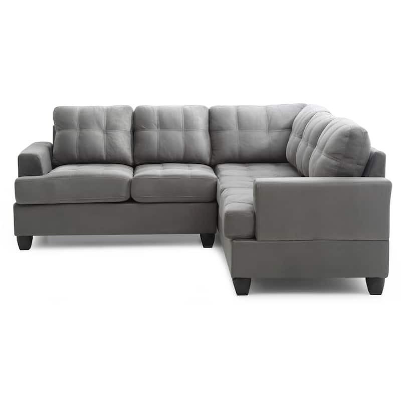 Microfiber Blend Sectional Sofa with Pocket Coil Springs and Tufted