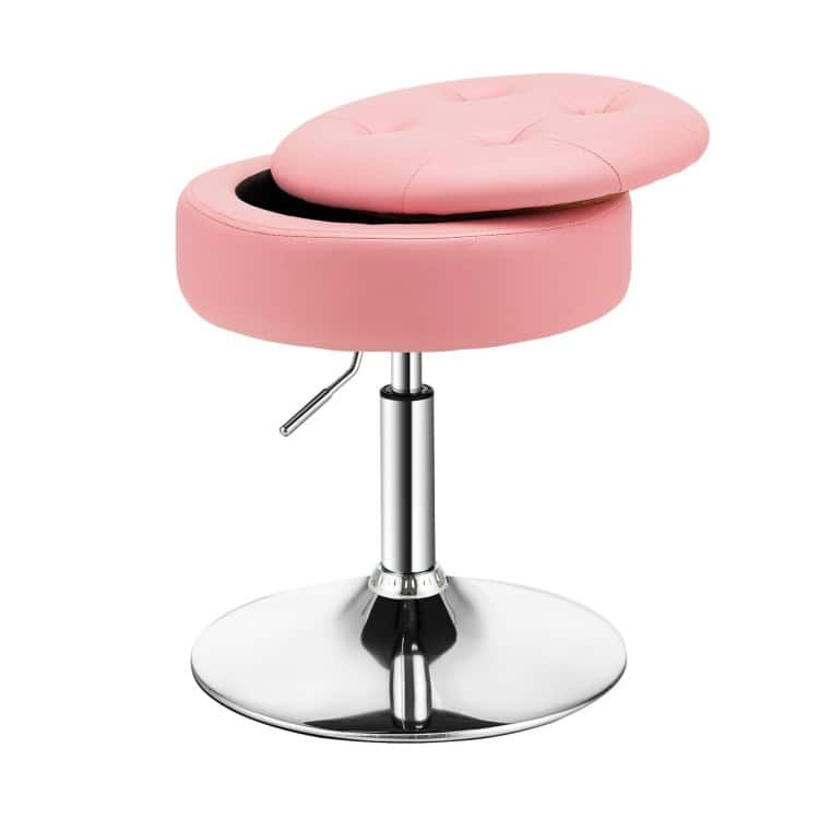 Adjustable Swivel Storage Vanity Stool with Removable Tray - 16.5" x 16.5" x 20-26"