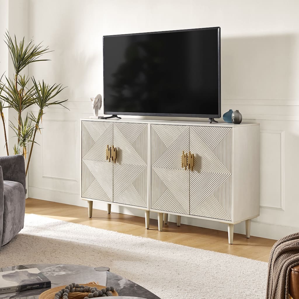 Damien Morden Storage TV Stand with Adjustable Shelves Set of 2 by HULALA HOME