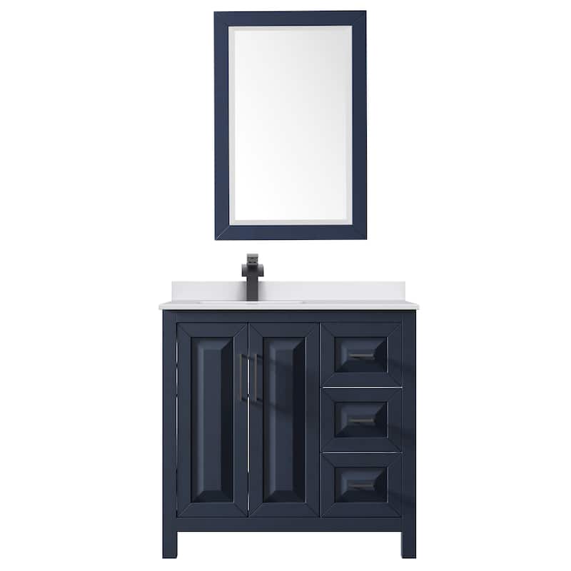 Daria 36-inch Single Vanity, Cultured Marble Top, 24-inch Mirror