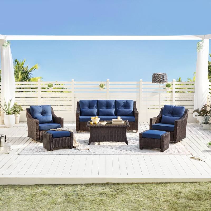 Murphy 6-Piece Outdoor Wicker Patio Furniture Conversation Sofa Sets