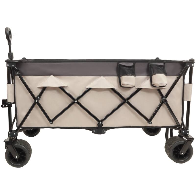 Heavy-Duty Foldable Utility Wagon - 480lbs Capacity,1:6 Space-Saving Fold & 7" All-Terrain Wheels,No Assembly Needed - Grey